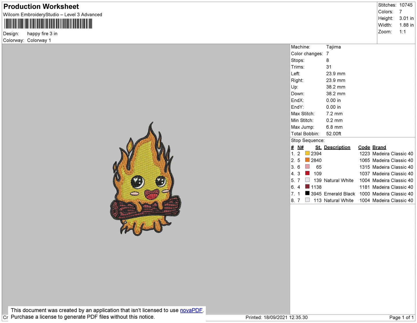 Happy Fire Embroidery File 4 size