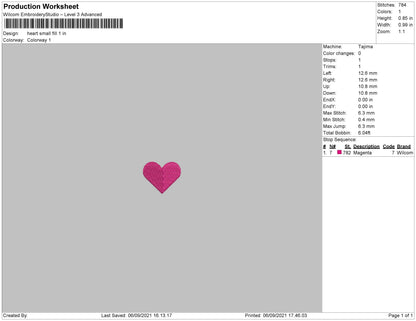 Heart Small Fill Embroidery File 5 size