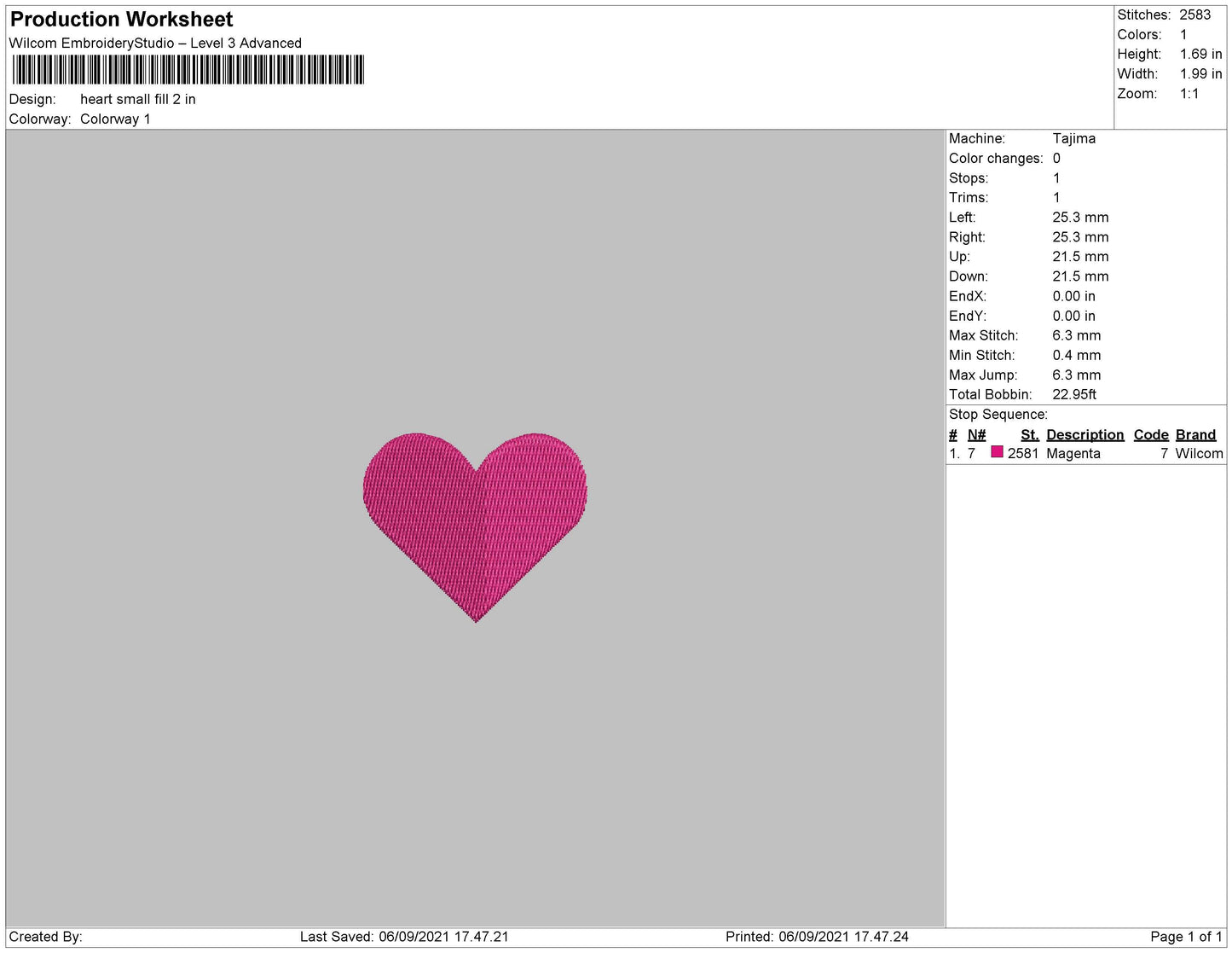Heart Small Fill Embroidery File 5 size