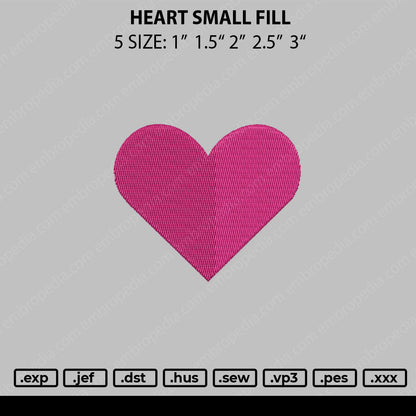 Heart Small Fill Embroidery File 5 size