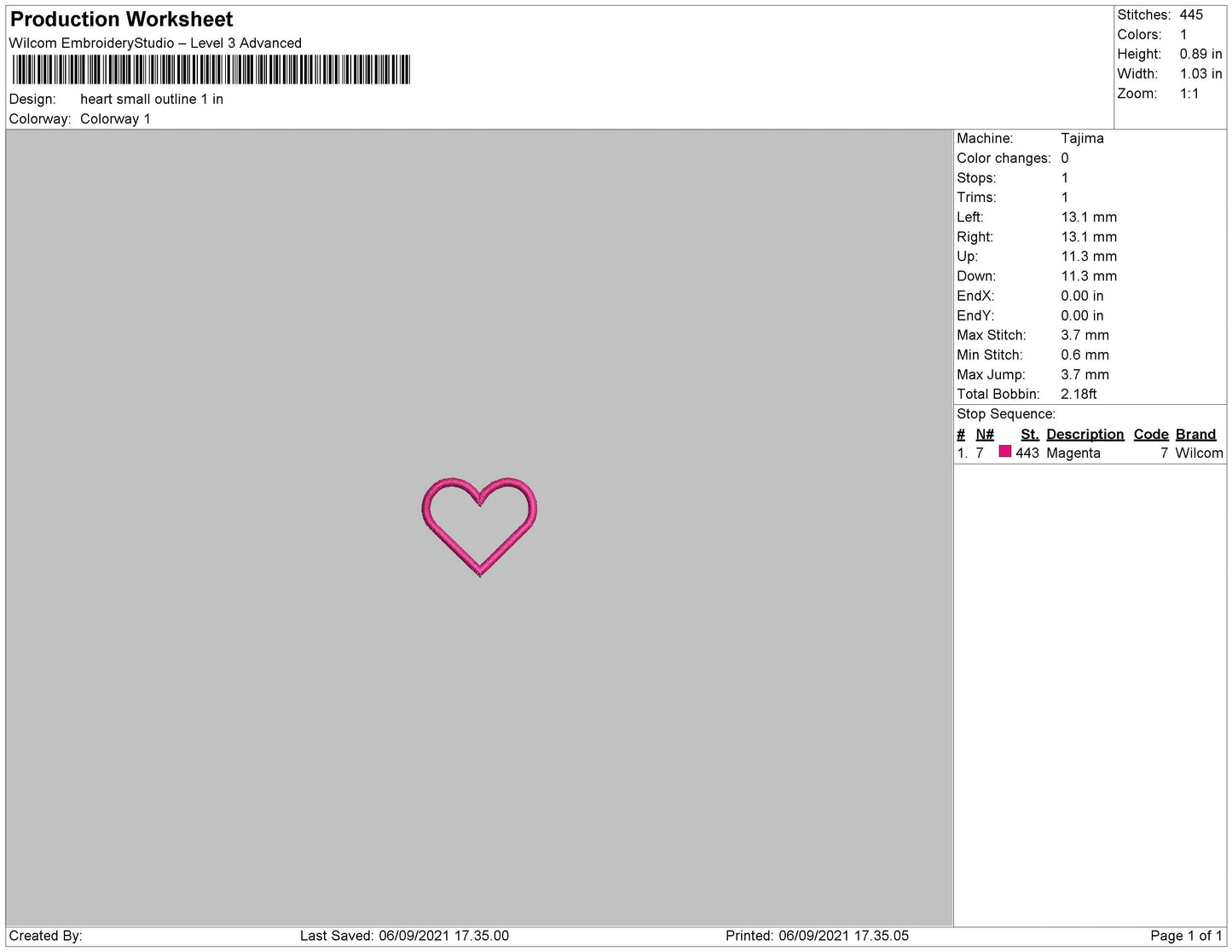 Heart Small Outline Embroidery File 5 size