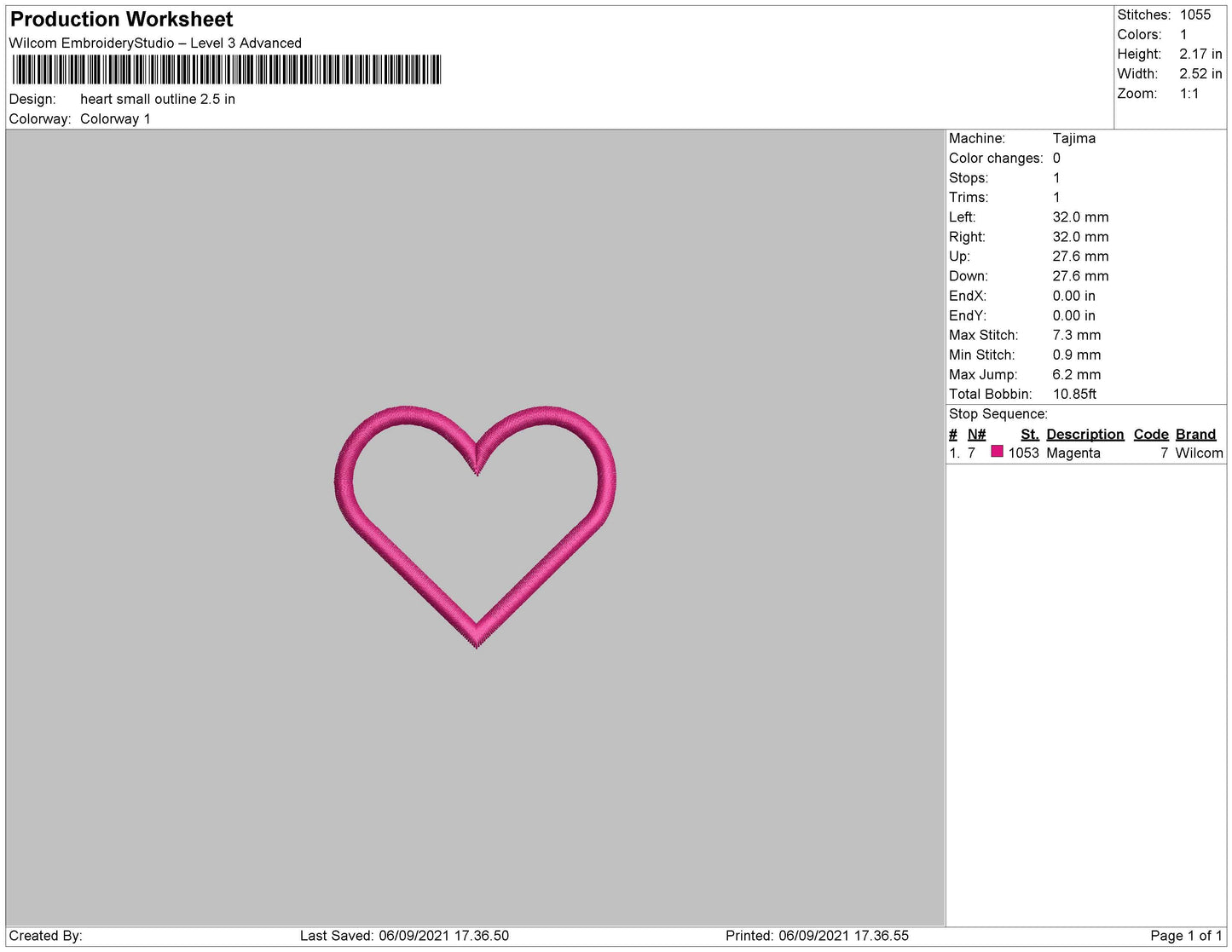 Heart Small Outline Embroidery File 5 size