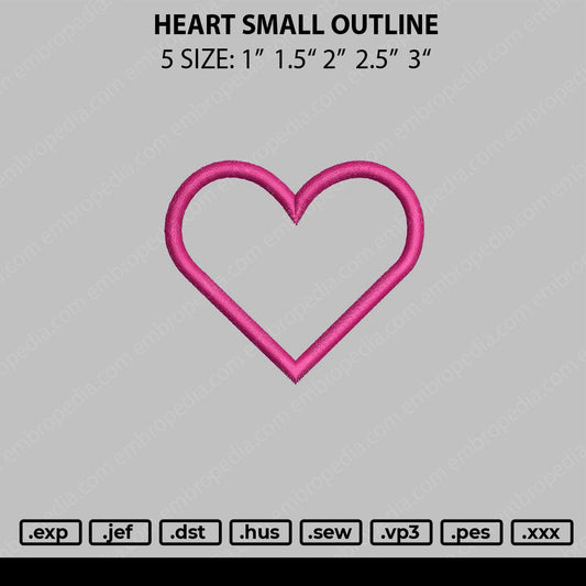 Heart Small Outline Embroidery File 5 size