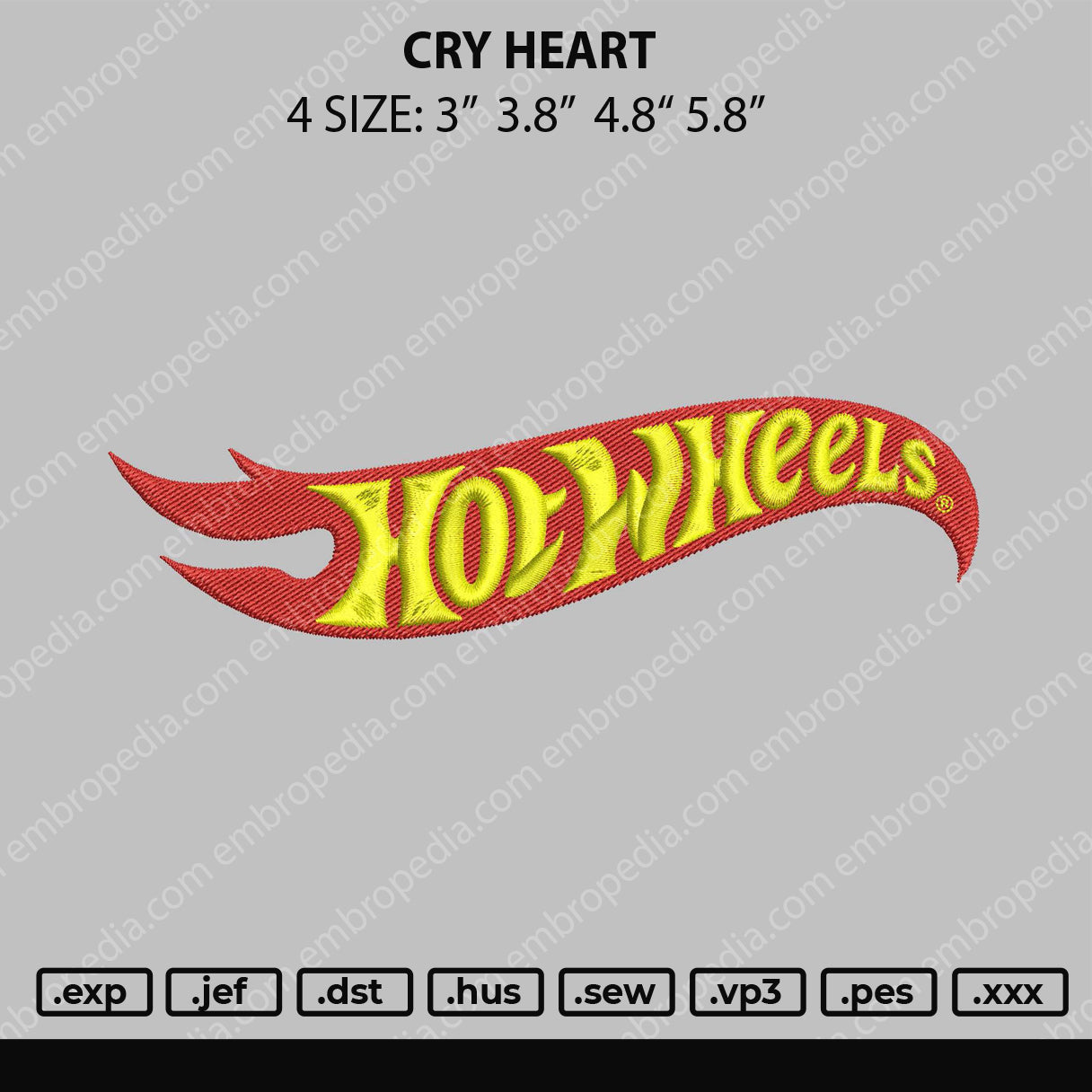 Hotwheels Embroidery File 4 size