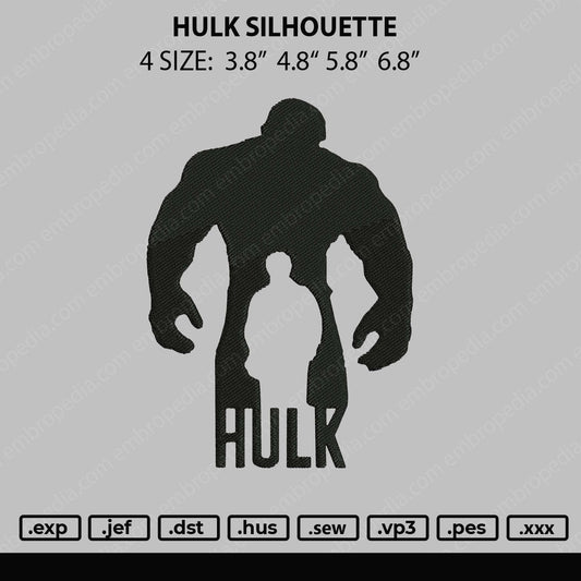 Hulk Silhouette Embroidery File 4 size