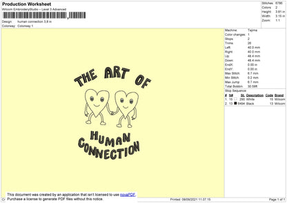 Human Connection Embroidery File 4 size