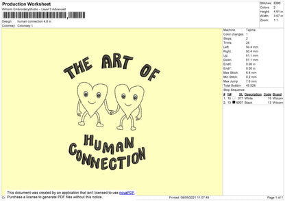Human Connection Embroidery File 4 size