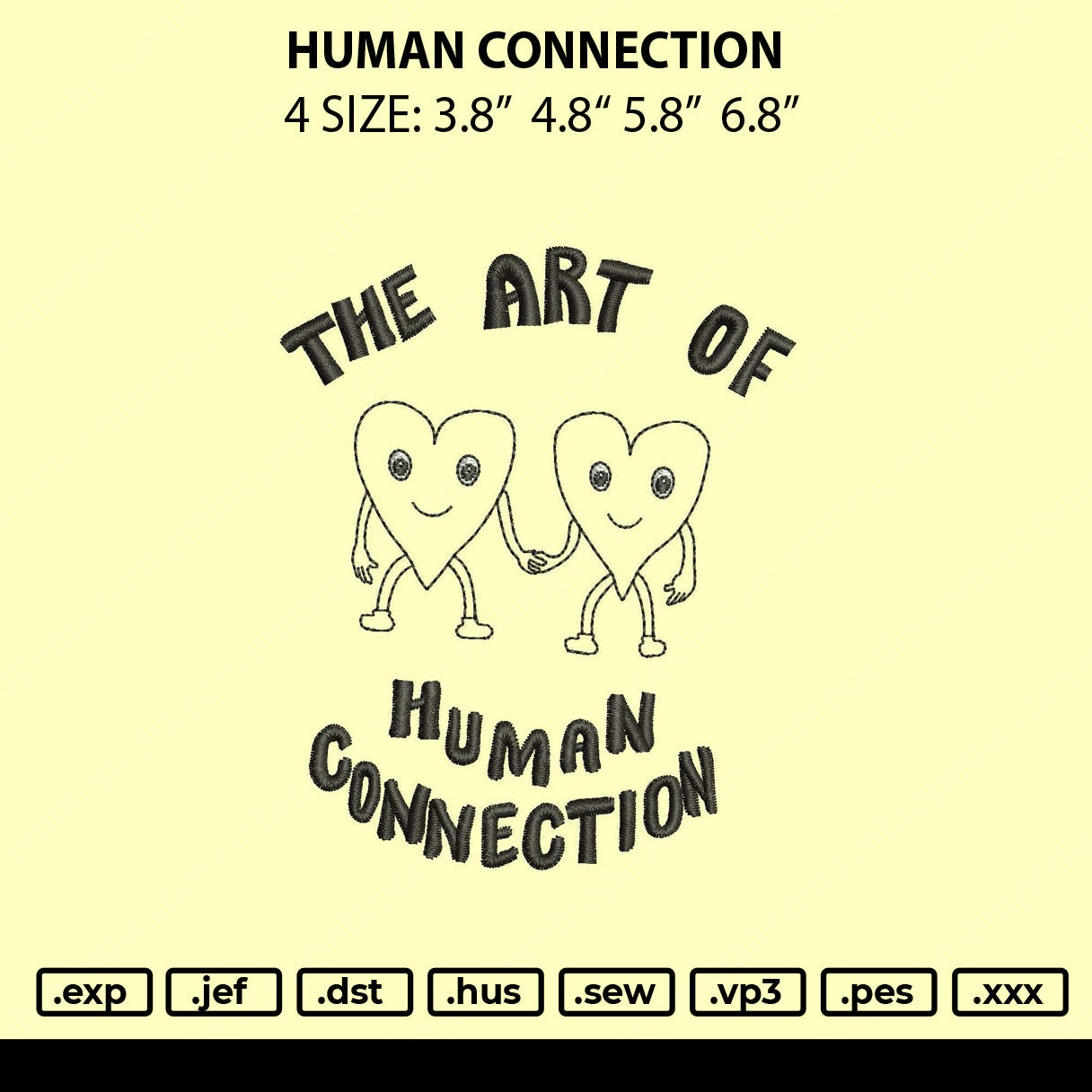 Human Connection Embroidery File 4 size