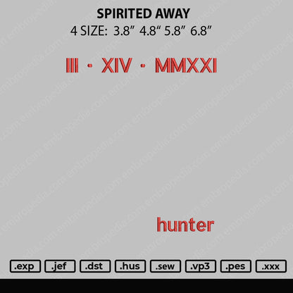 Hunter Embroidery File 4 size