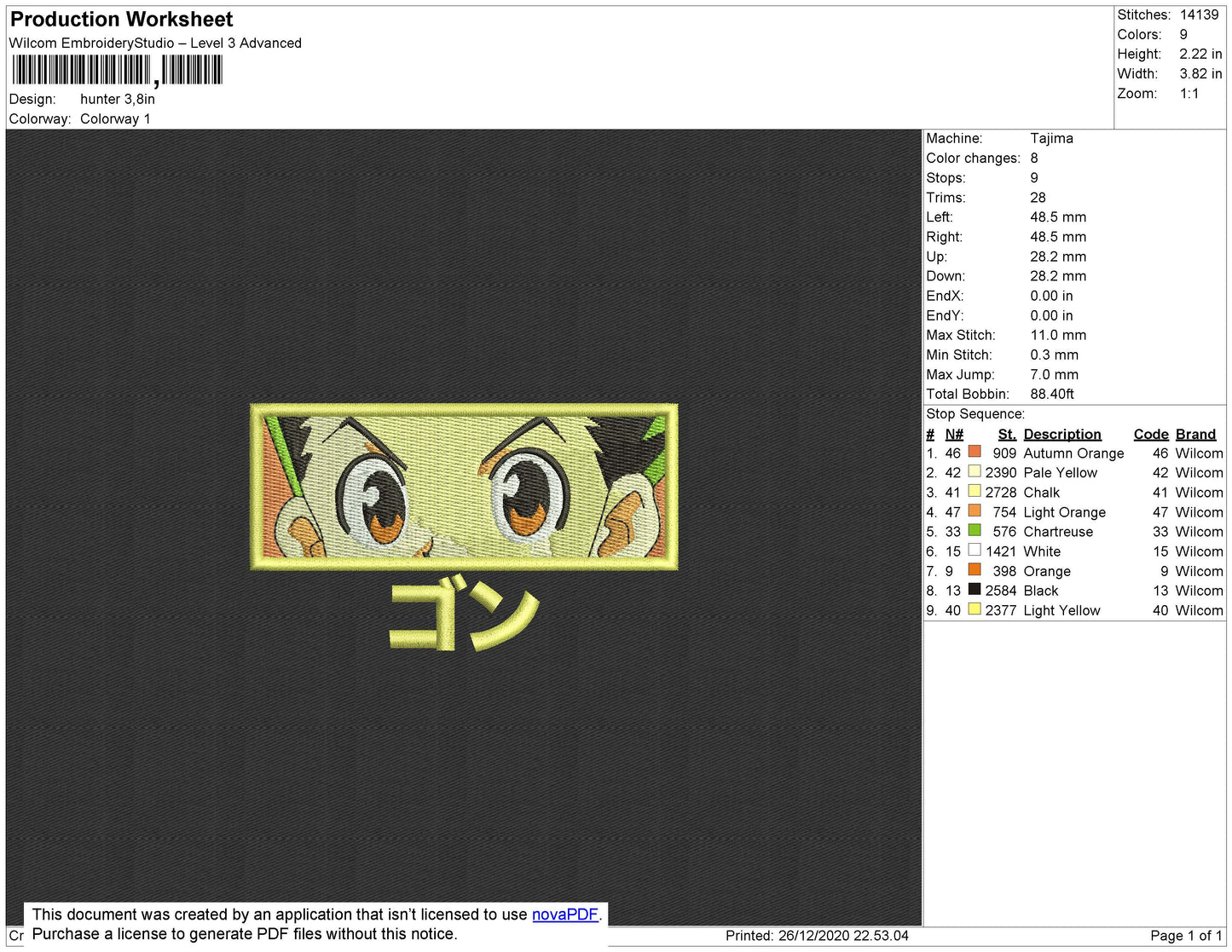 H X H Embroidery File 4 Size