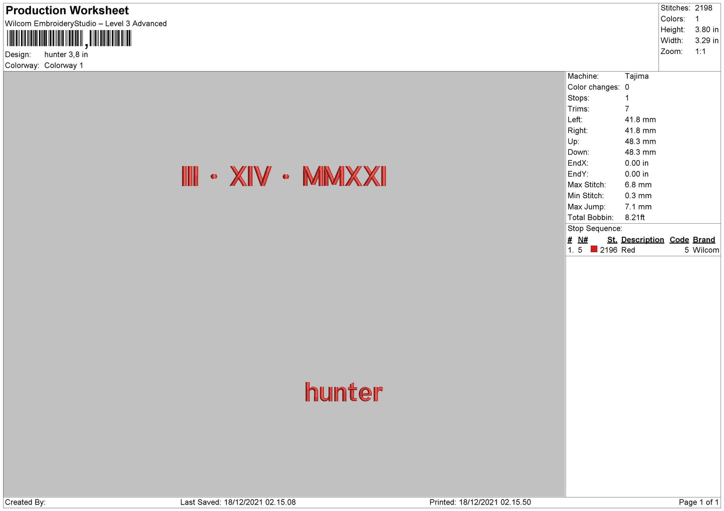 Hunter Embroidery File 4 size