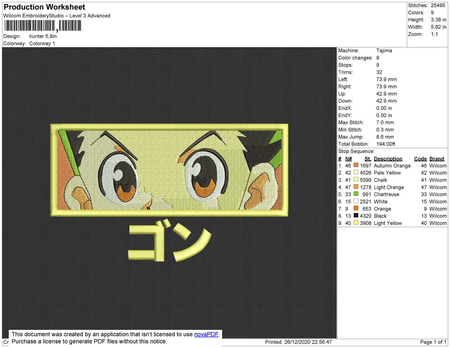 H X H Embroidery File 4 Size
