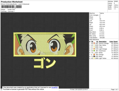 H X H Embroidery File 4 Size
