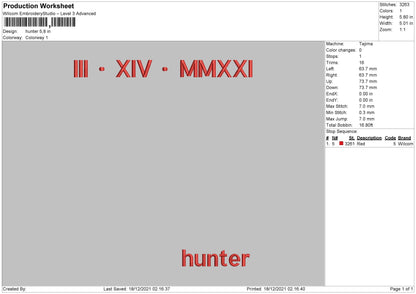 Hunter Embroidery File 4 size