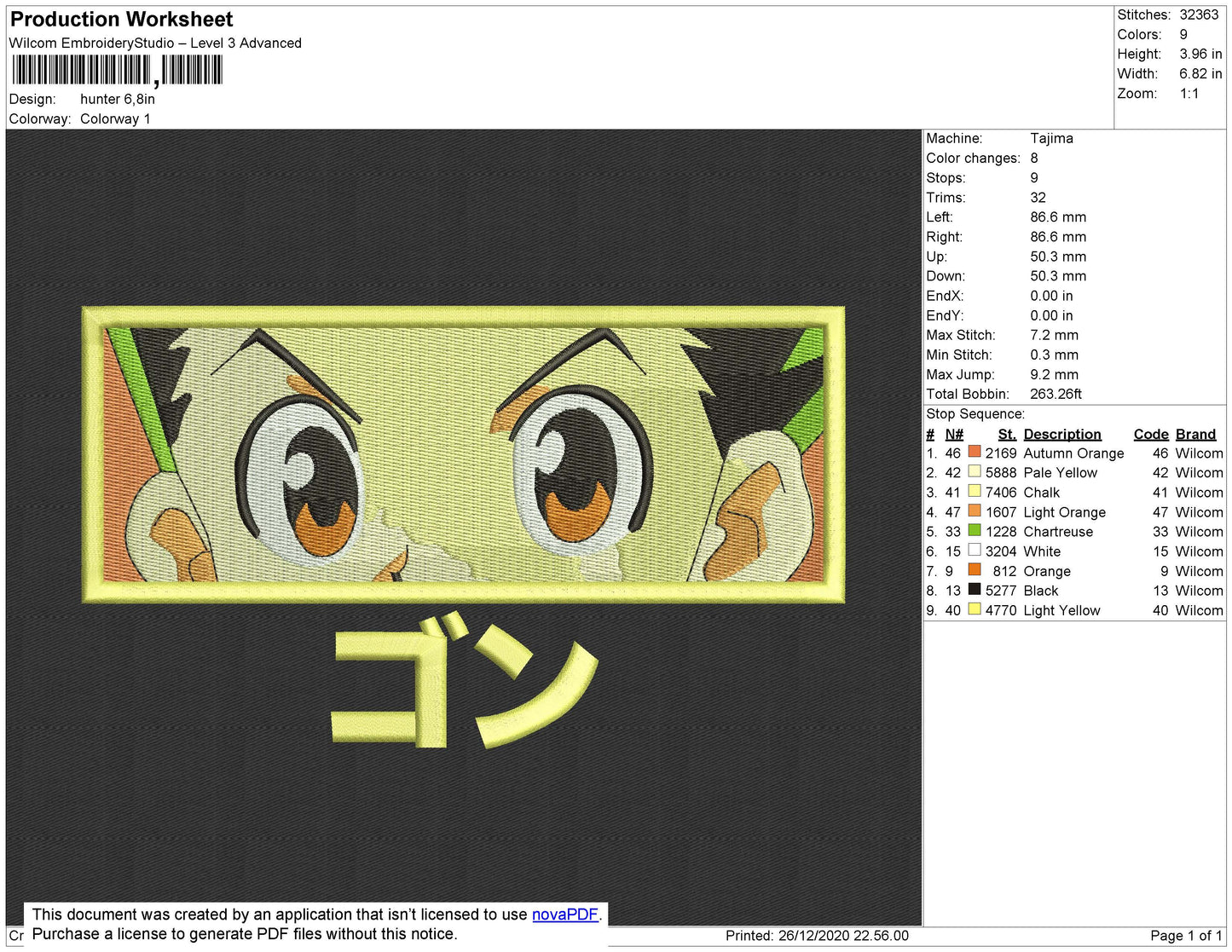 H X H Embroidery File 4 Size