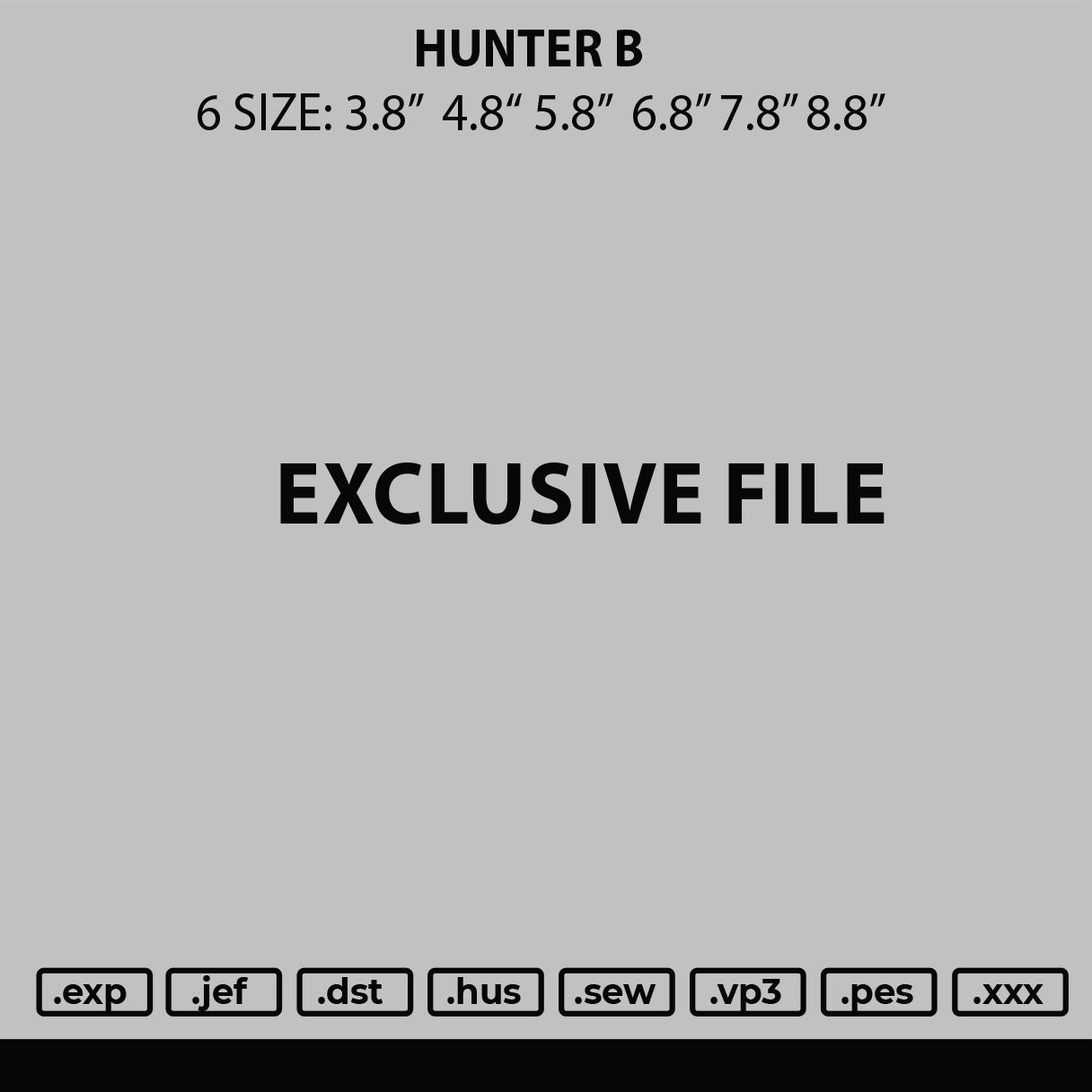 Hunter B Embroidery File 6 sizes
