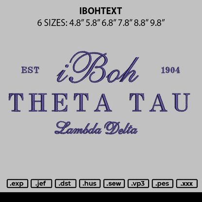 Ibohtext Embroidery File sizes