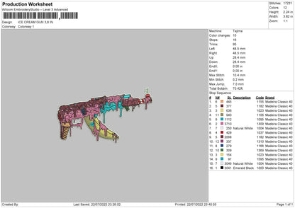 Ice Cream Gun Embroidery File 4 sizes