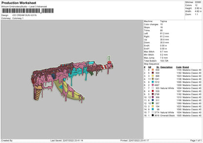 Ice Cream Gun Embroidery File 4 sizes
