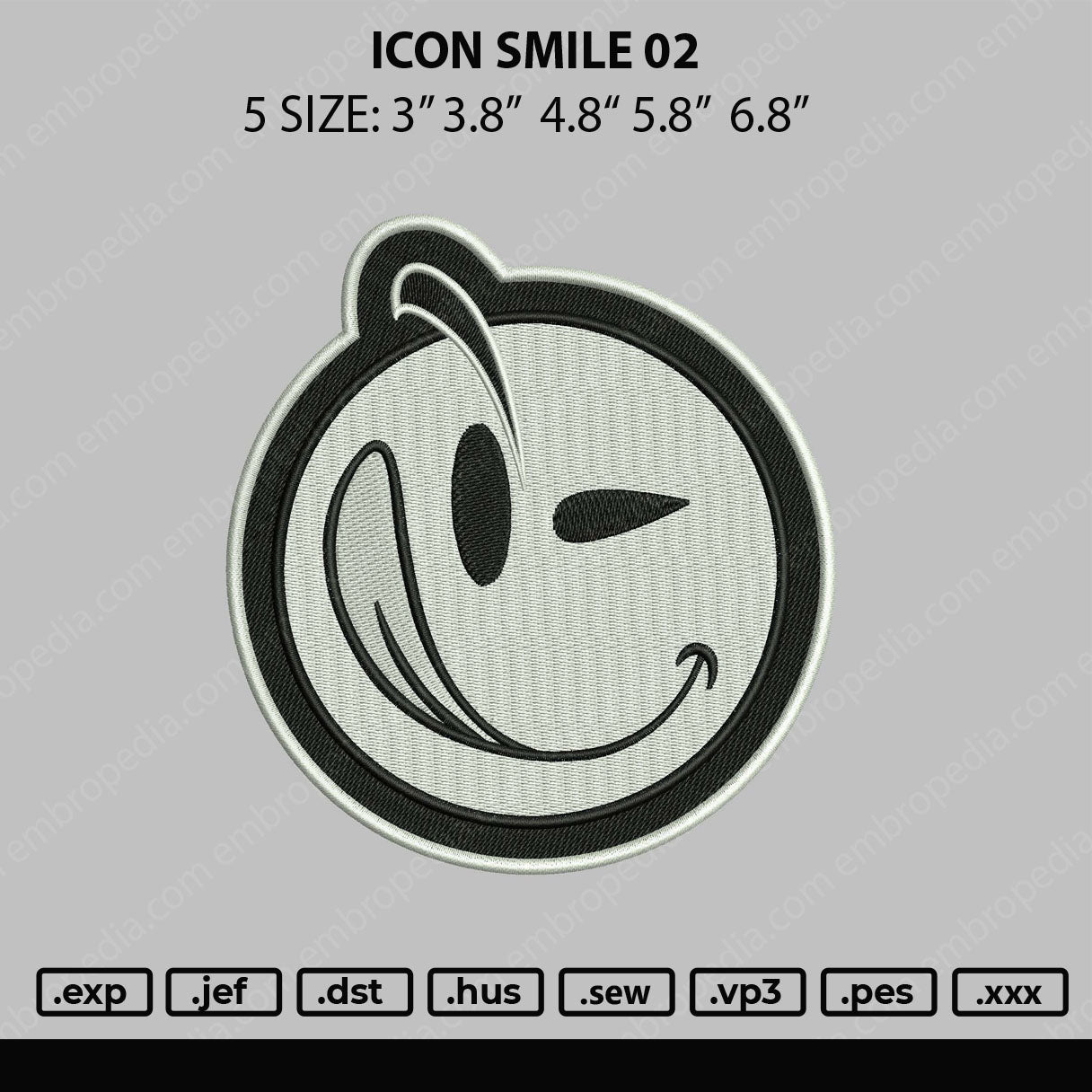 Icon Smile 02 Embroidery File 4 size