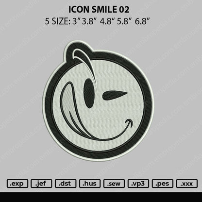 Icon Smile 02 Embroidery File 4 size