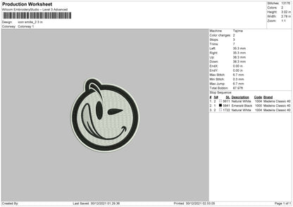Icon Smile 02 Embroidery File 4 size