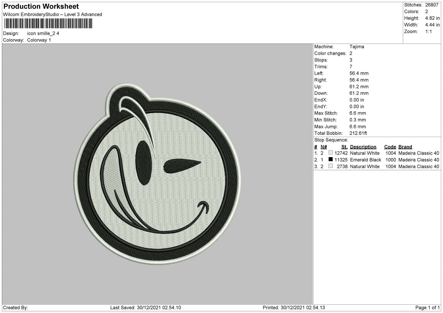 Icon Smile 02 Embroidery File 4 size