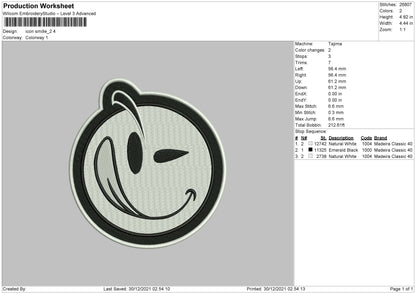 Icon Smile 02 Embroidery File 4 size