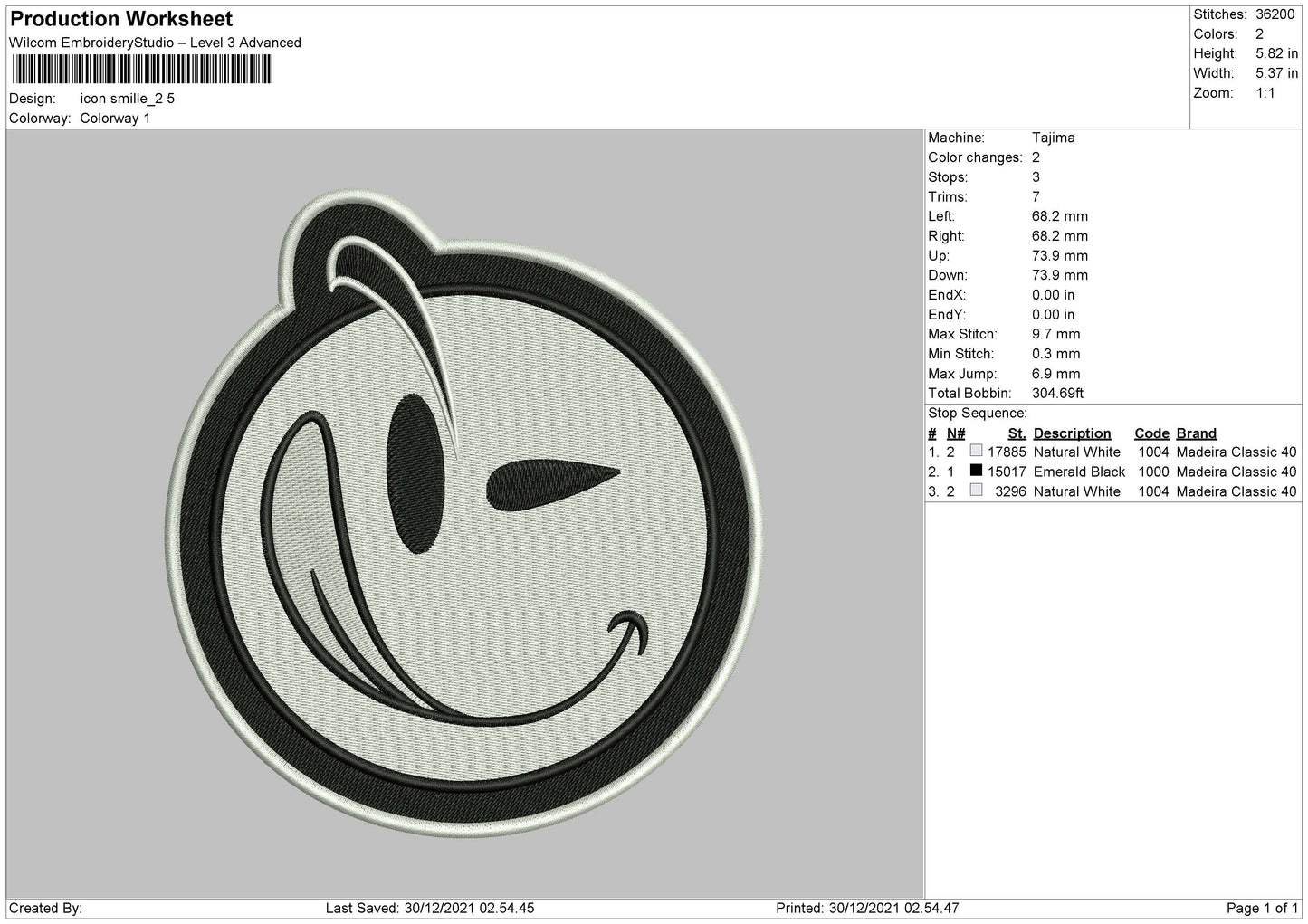 Icon Smile 02 Embroidery File 4 size