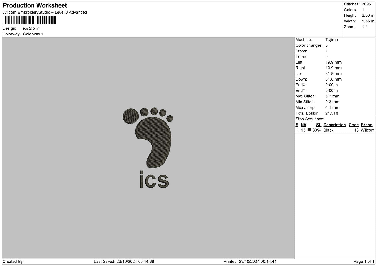 Icstext Embroidery File 6 sizes