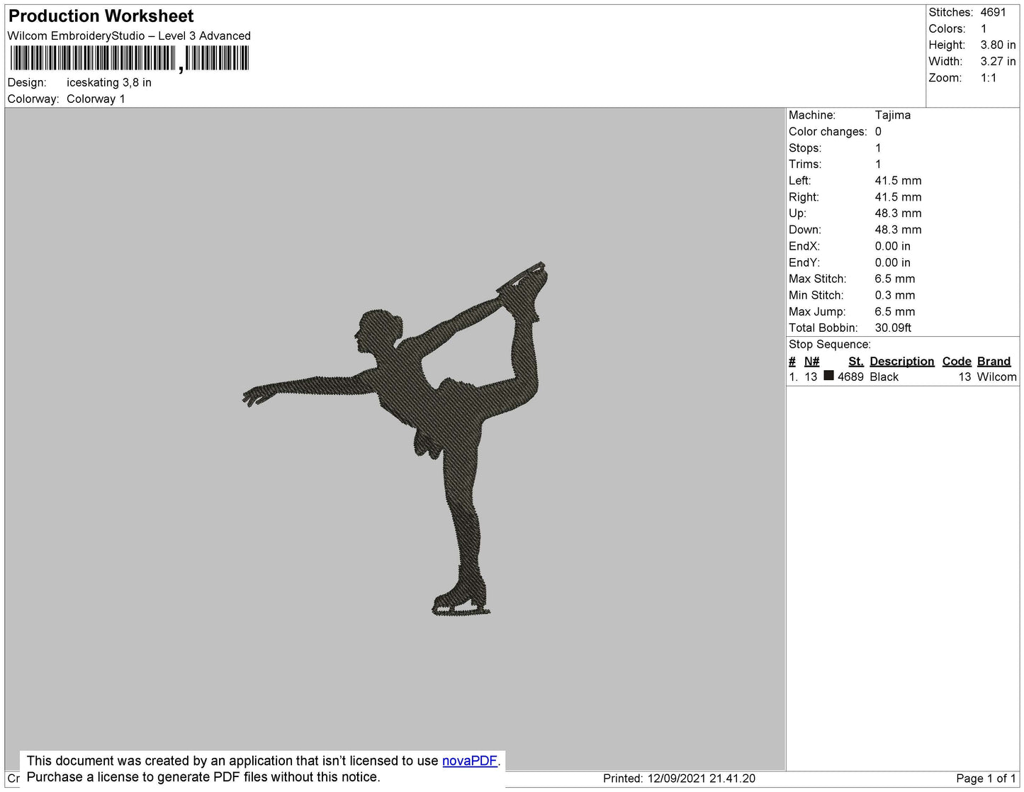 Ice Skating Embroidery File 4 size