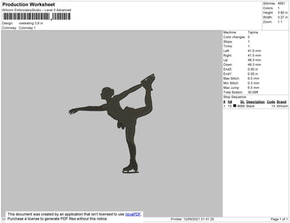 Ice Skating Embroidery File 4 size