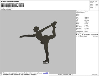 Ice Skating Embroidery File 4 size
