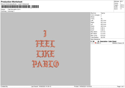 Like Pablo Embroidery File 6 sizes