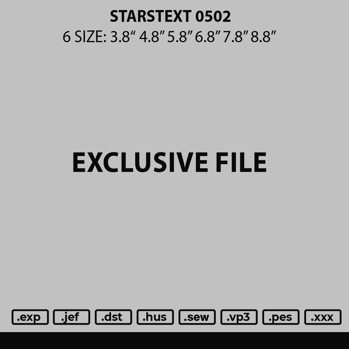 Starstext 0502 Embroidery File 6 sizes
