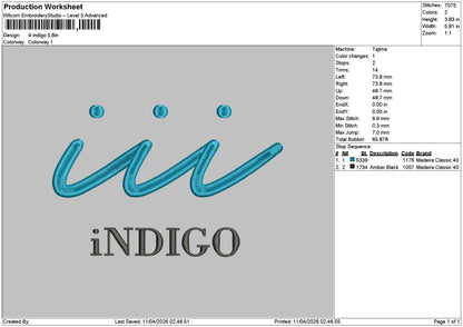 Indigotext Embroidery File 6 sizes