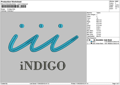 Indigotext Embroidery File 6 sizes