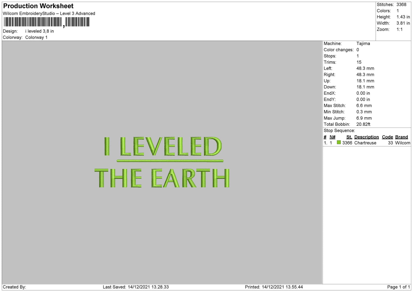 I Leveled Embroidery File 4 size