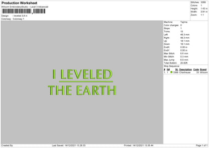 I Leveled Embroidery File 4 size