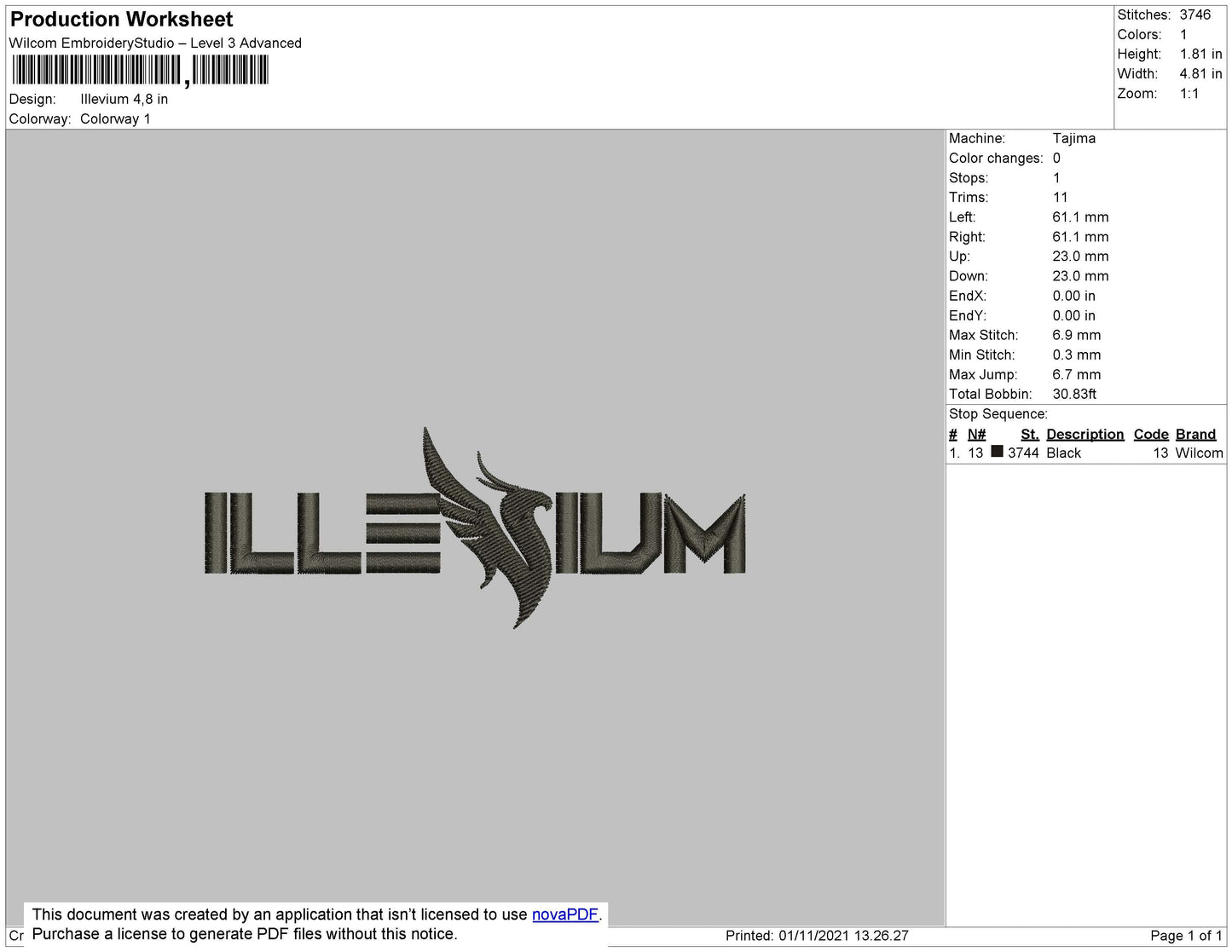 Illevium Embroidery File 4 size