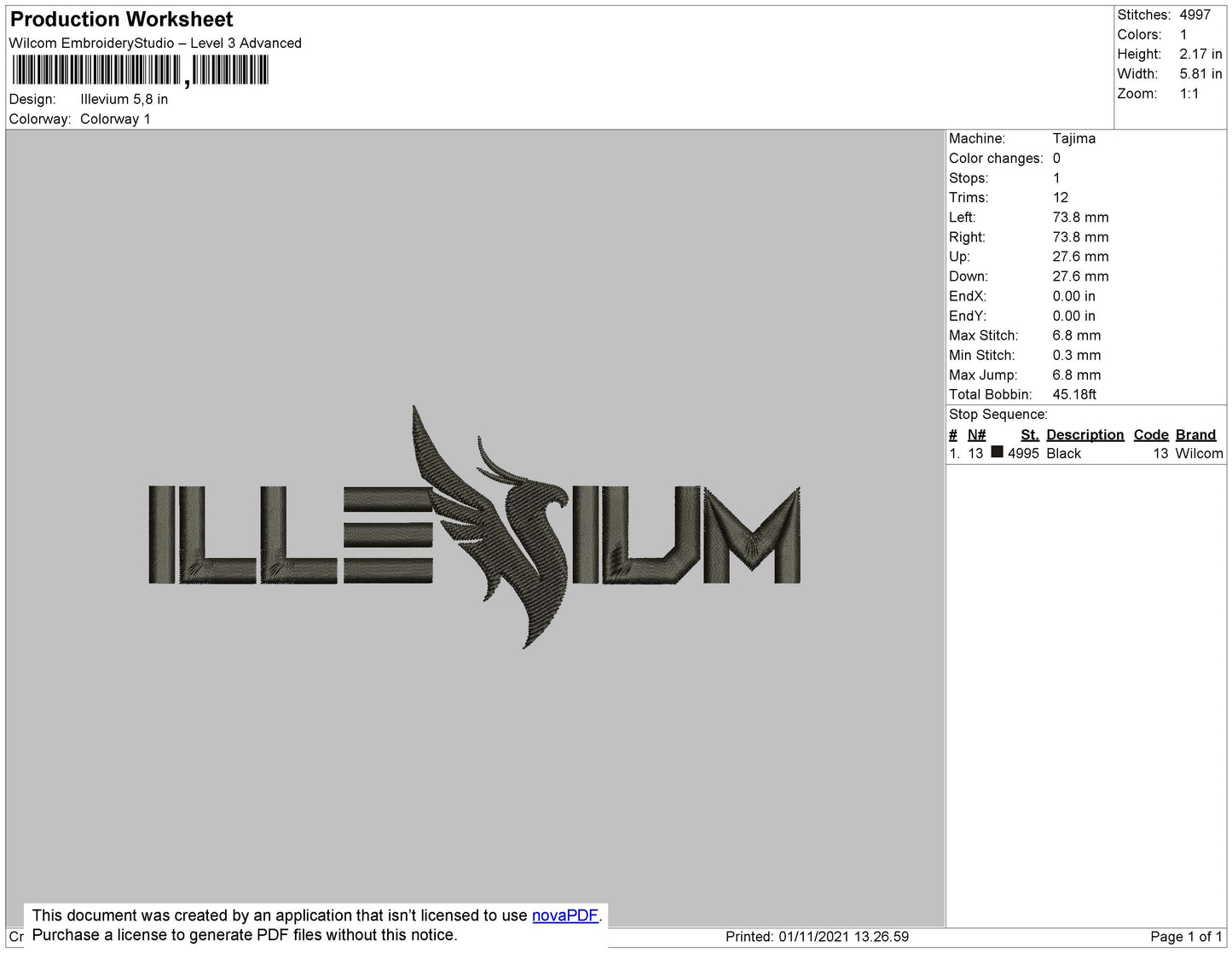 Illevium Embroidery File 4 size