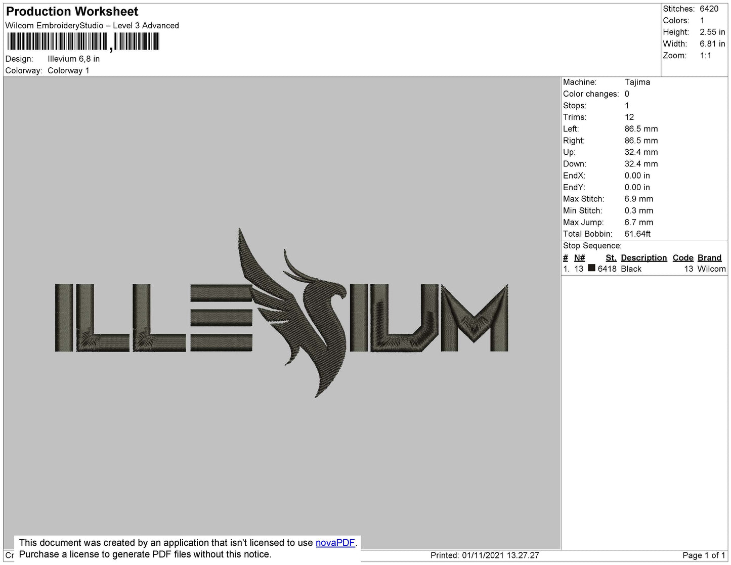 Illevium Embroidery File 4 size