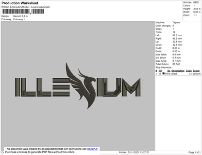 Illevium Embroidery File 4 size