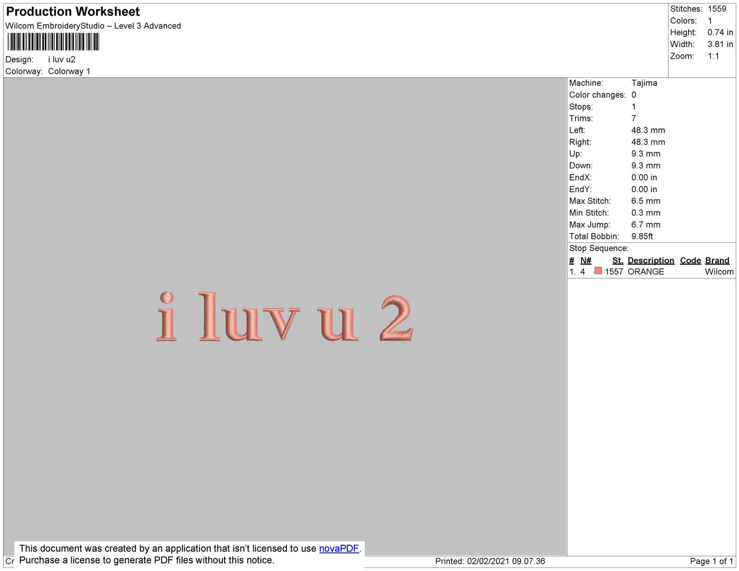 I Luv U 2 Text Embroidery File 4 size
