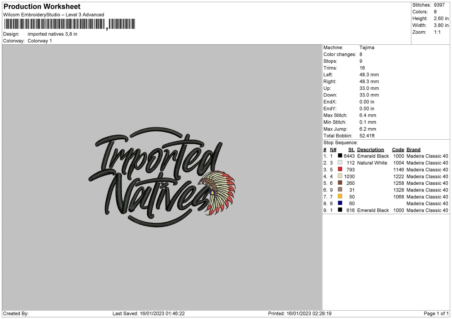 Imported N Embroidery File 6 sizes