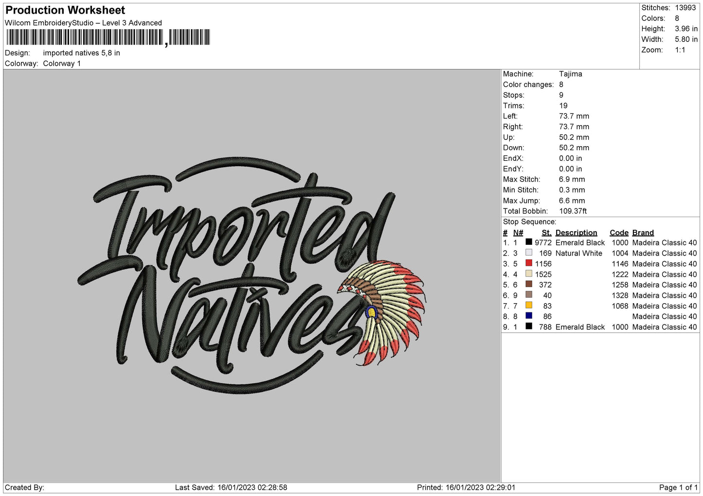 Imported N Embroidery File 6 sizes