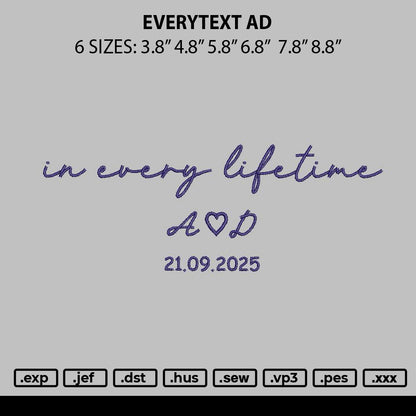 Everytext Ad Embroidery File 6 sizes