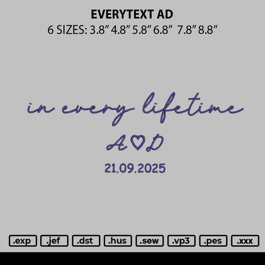 Everytext Ad Embroidery File 6 sizes