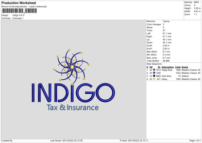 Indigo Embroidery File 6 sizes