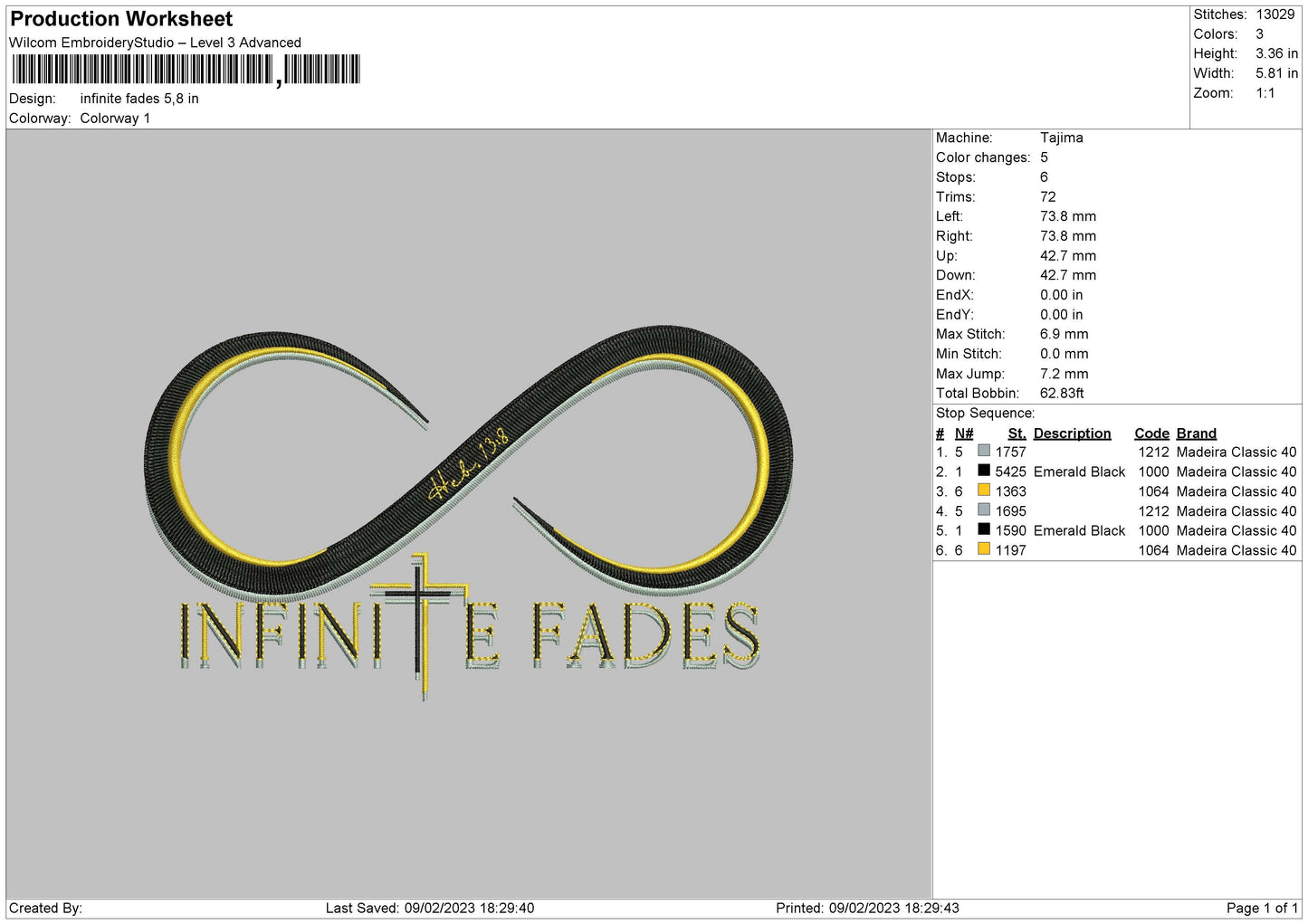Infinite Fades Embroidery File 6 sizes
